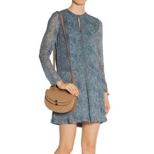 Tory Burch Pleated Silk Georgette Dress Python Snake  Reptile Print Size 6
